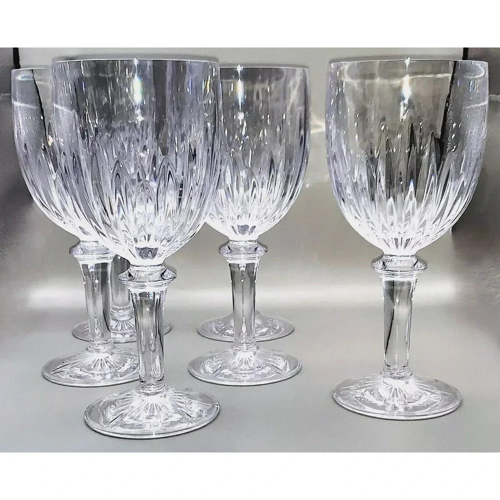 6 Unbreakable Acrylic Wine Water Goblets Glasses High-End / Heavy-Duty Quality